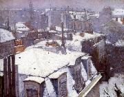 Gustave Caillebotte Snow-covered roofs in Paris oil on canvas